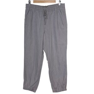 Point Sur Linen Blend High Rise Pull-On Jogger Pant Size 8 Gray Pocket Lagenlook